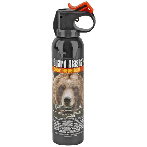 Bear repellent - Guard Alaska is the only bear spray that has been tested and proven effective against ALL bear species - Environmentally safe - Does not contain flammable or ozone depleting substances. Six years of intensive testing in Alaska wilds - Maximum strength 1.34% total capsaicinoid formula - 9 ounce (255 Grams) UltraMag shotgun size - E-Z Access ... 